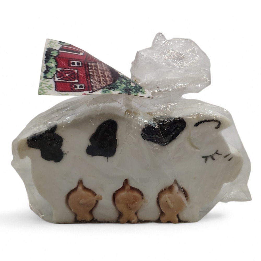 Candle Craft 4 in 1 Pig with Piglets Candle Spotted Cow Farmhouse 1996 Novelty